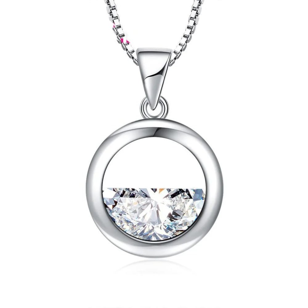 ⭐4pc Bundle Sale⭐ Half Full Diamond Circle Pendant, Earring & 18" Chain - Picture 4 of 7